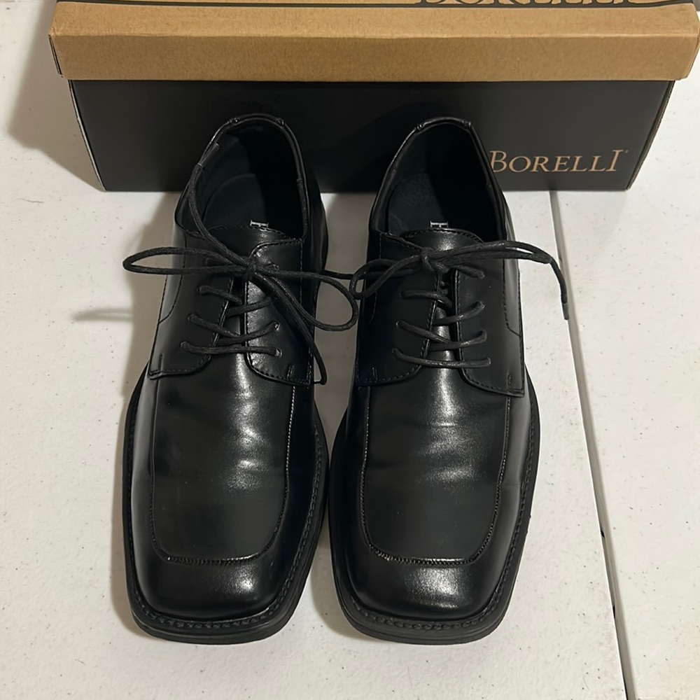 Borelli, Black, Mens Martin Square Toe Dressy Shoes, Size 8.5